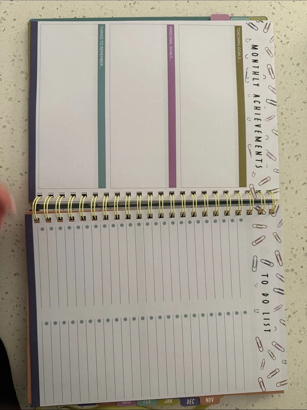 Pembrook 2026-2027 Teacher Planner – Black with Pastel Paperclip Design